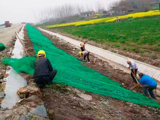 三維植被網(wǎng)護(hù)坡施工現(xiàn)場